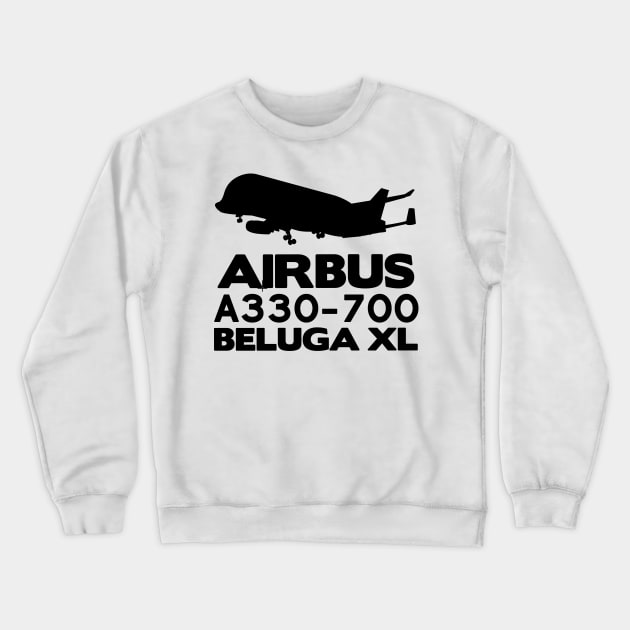 Airbus A330-700 Beluga XL Silhouette Print (Black) Crewneck Sweatshirt by TheArtofFlying